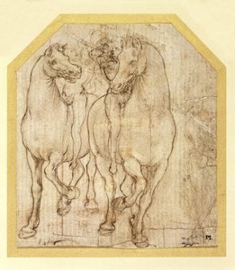 Studie van paarden en ruiters door Leonardo da Vinci