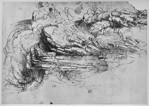 Studie van rotsformaties, ca. 1480 door Leonardo da Vinci