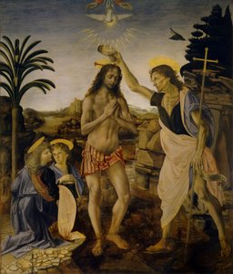 De doop van Christus, ca. 1470-1475 door Leonardo da Vinci