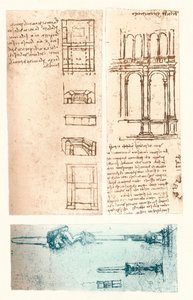 Drie architectonische tekeningen, ca. 1472-ca. 1519, 1883 door Leonardo da Vinci