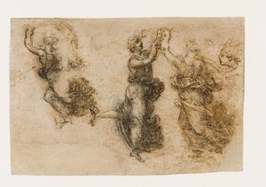 Drie dansende vrouwelijke figuren, 1517-1518 door Leonardo da Vinci