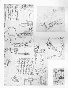 Drie tekeningen die de theorie van de bewegingen van het menselijk figuur illustreren, ca. 1472-1519