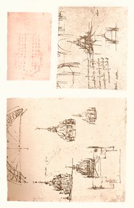Drie tekeningen van de kathedraal van Milaan, ca. 1472-ca. 1519, 1883 door Leonardo da Vinci