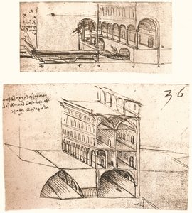 Twee plannen voor kanalen in een stad, ca. 1472-ca. 1519, 1883 door Leonardo da Vinci