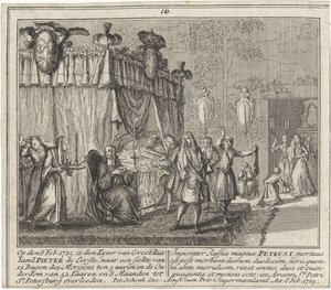 De dood van Peter de Grote op 8 februari 1725 door Leonardus Schenk