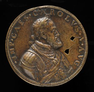 Karel V, 1500-1558, koning van Spanje 1516-1556, Heilige Roomse keizer 1519 [voorzijde] door Leone Leoni