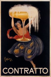Reclameposter voor de mousserende wijn Contratto: een kleine fee, een elf die een enorme beker optilt. Illustratie door Leonetto Cappiello (1875-1942) 1922