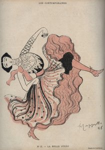 Portret van Caroline (La Belle) Otero (1868-1965), Spaanse danseres en courtisane - tekening door Leonetto Cappiello in The Rire van 1898