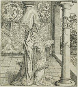 Heilige Emesbertus, uit Heiligen Verbonden met het Huis van Habsburg door Leonhard Beck