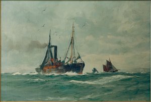 Visstoomboot en twee Finkenwerder Ewer