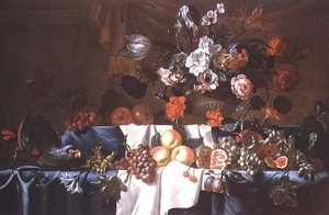 Stilleven van Fruit met een Papegaai