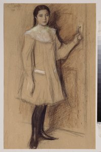 Portret van een jong meisje door Leonid Osipovic Pasternak