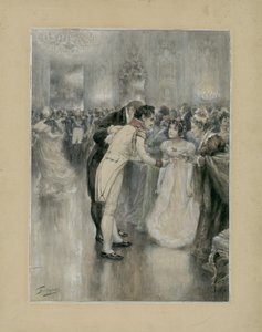 Natasha op haar eerste bal. Illustratie voor de roman Oorlog en Vrede van Leo Tolstoy, 1893 door Leonid Osipovich Pasternak