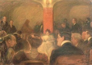 Concert van de klaveciniste Wanda Alexandra Landowska (1879–1959) door Leonid Osipovic Pasternak