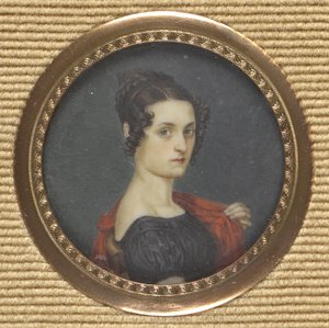 Portret van een dame in donkere jurk