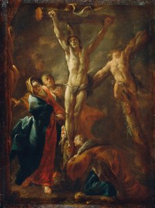Christus aan het Kruis met Maria, Johannes, Magdalena en de Twee Misdadigers