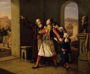 Een Griekse krijger neemt afscheid door Leopold Löffler Edler von Radymno