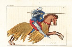 Engelse cavalerie chargeert met lans door Leopold Massard