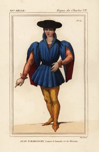 Jean VIII van Harcourt, Franse ridder, Graaf van Aumale en Mortain door Leopold Massard