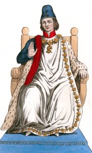 Franse koning Lodewijk XI in Saint Michel ordepak door Leopold Massard