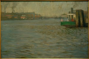 Zondagsstemming op de Elbe. St. Pauli Landungsbrücken