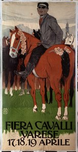 Reclameposter voor paardenmarkt in Varese, Italië