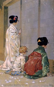 Ansichtkaart gemaakt voor de première van "Madame Butterfly", in Brescia
