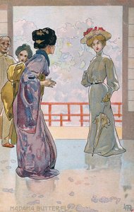 Ansichtkaart gemaakt voor de première van "Madame Butterfly", in Brescia