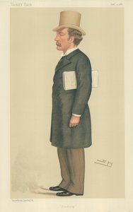 De heer Charles Beilby Stuart-Wortley, Sheffield, 11 september 1886, Vanity Fair cartoon door Leslie Matthew Ward