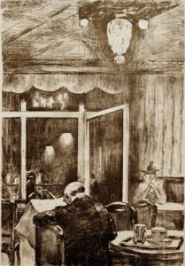 Avond in Café Bauer door Lesser Ury