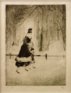 Dame met kind in het dierenpark door Lesser Ury