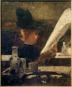 Krantenlezeres in het Café (Dame in het Café)