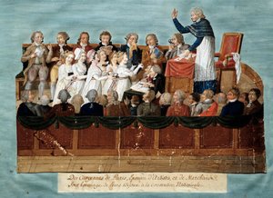 Franse Revolutie: burgers van Parijs die hun sieraden aanbieden aan de Nationale Conventie door Lesueur Brothers