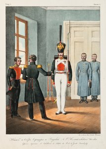 Hoofdofficieren en soldaten van het Izmaylovsky Lifeguard-regiment, 1830-1840s