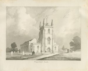 Kingswinford Kerk: sepia tekening, 1837 door Lewis John Wood