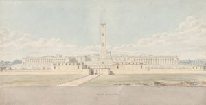 Perspectiefweergave van een fantasierijk Acropolis-complex door Lewis Vulliamy