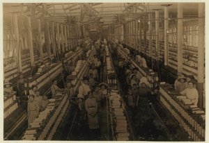 Kinderen aan het werk in de spinzaal van Magnolia Cotton Mills, Mississippi, 1911 door Lewis Wickes Hine