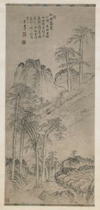 Wandelen met Stokken op een Pijnboomheuvel, Qing-dynastie, c.1760 door Li Shizuo