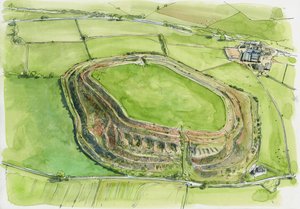 Oud Oswestry (aquarel op papier) door Liam Wales
