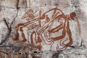 Aboriginal mythologie, Burrunggui, Arnhem Land (rots schildering) door Unbekannt Unbekannt