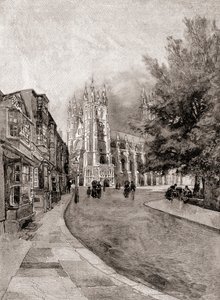 Canterbury Cathedral, vanaf Christchurch Gateway, uit The Century Magazine, gepubliceerd 1887 door Unbekannt Unbekannt