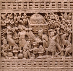 Detail van de oostzijde van de Stupa I in Sanchi (UNESCO Werelderfgoedlijst) door Unbekannt Unbekannt