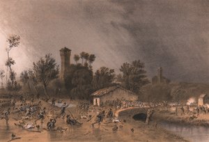 Eerste Divisie van Regina Brigade valt Montreoli Brug aan, Palestro, Lombardije door Unbekannt Unbekannt