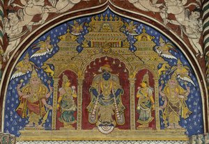 Fresco met Visnu, Thanjavur Maratha paleis, Tamil Nadu, India door Unbekannt Unbekannt