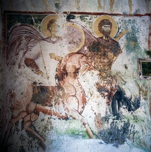 Fresco in Byzantijnse kerk in Mournies, Kreta, Griekenland door Unbekannt Unbekannt