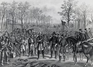 Generaal Robert Lee geeft zich over aan generaal Ulysses Grant in Appomattox, 9 april door Unbekannt Unbekannt