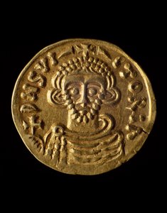 Gouden munt van Prins Arechi, recto, Lombardische munten, 8e eeuw door Unbekannt Unbekannt