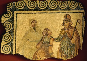 Inwijdingsscène, mozaïek uit Romeinse villa van Negrar, Veneto, Italië, Romeinse beschaving