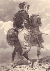 Italiaanse militaire leider en politicus Gian Giacomo Trivulzio (1440-1518), gravure, 22x16 cm, uit Galerie Historique de Versailles, Histoire de France, Charles Gavard Uitgever, Parijs, circa 1840 door Unbekannt Unbekannt