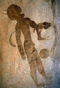 Man zwemmend, rotsschildering, Tassili n